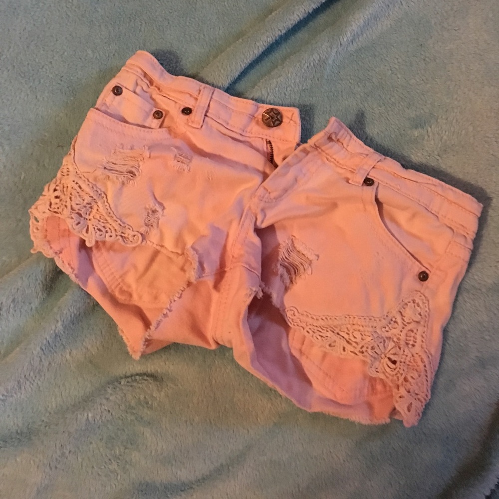 pink jean shorts